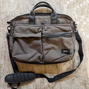 Solo New York Brown Hamish Laptop Briefcase Crossbody Bag